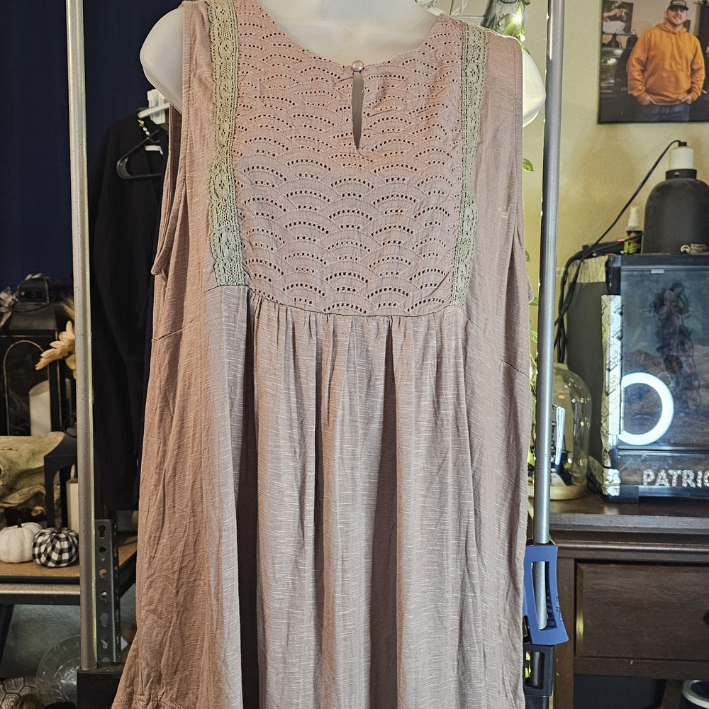 Suzanne Betro Mauve Lace-Accent Dress